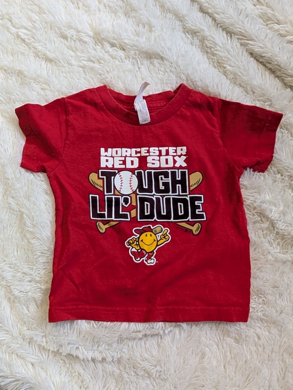 Rabbit Skins 100% Cotton Red Tough Lil' Dude Worcester Red Sox Tshirt Size 2T